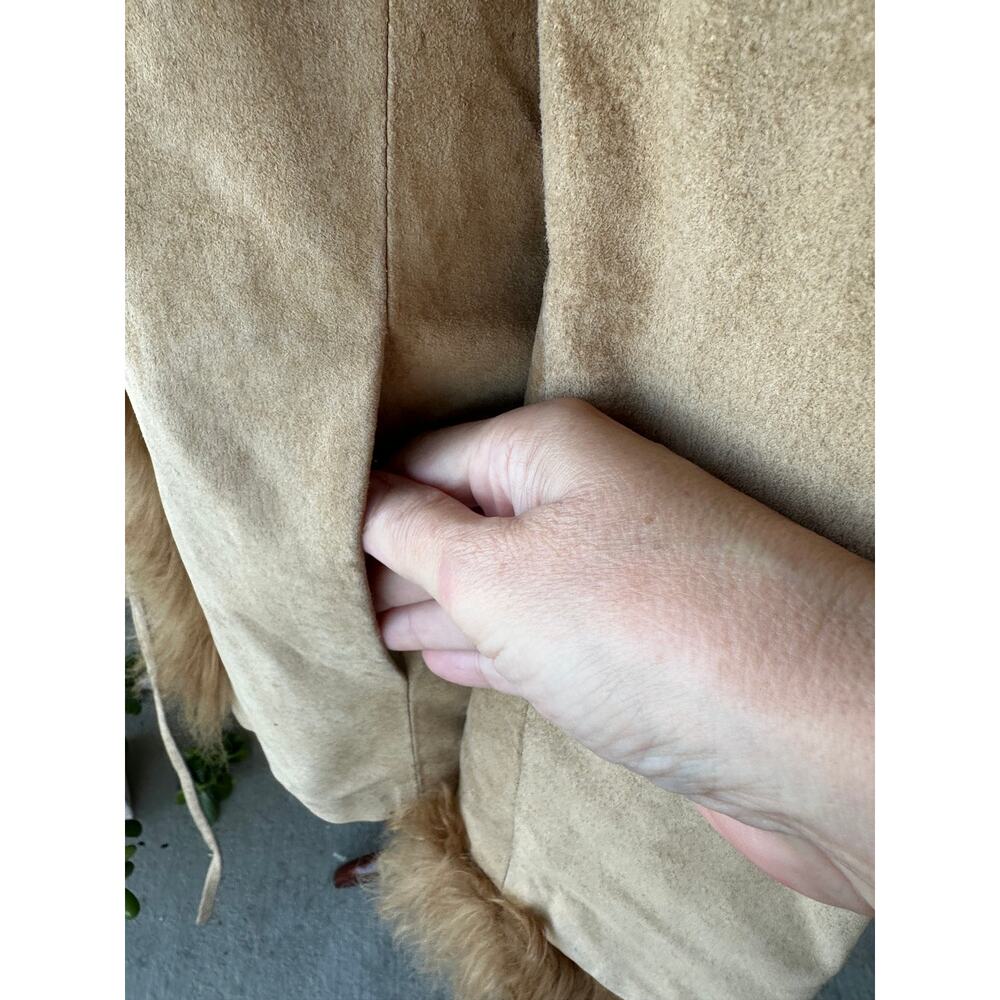 Vintage Penny Lane Suede Mongolian Fur Coat Metropolitan NY M Almost Famous Boho - Picture 6 of 11